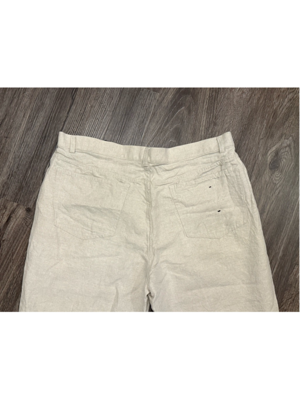 Vtg Y2K Claiborne Mens Linen Cotton Blend Pants Beige Straight Leg Sz 36x32 - Picture 7 of 7